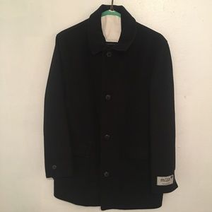 Medium London Fog black buttondown/zip wool coat